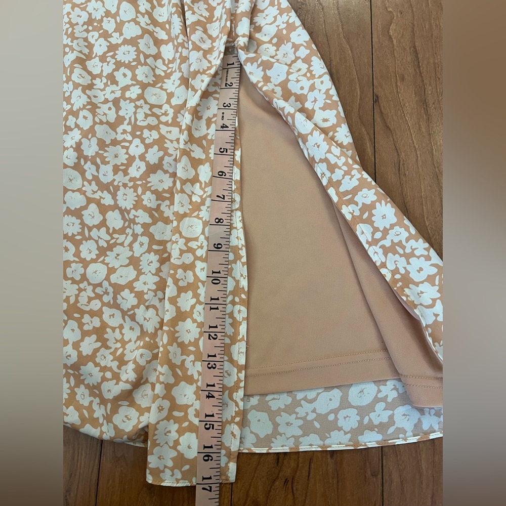 NWT Lulu’s x Lush Small Timeless Touch Peach Floral Print A-Line Midi Dress - Picture 6 of 16